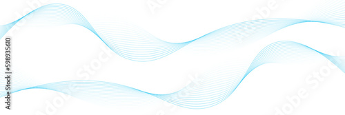 Abstract blue smooth waves on white background.Vector illustration.