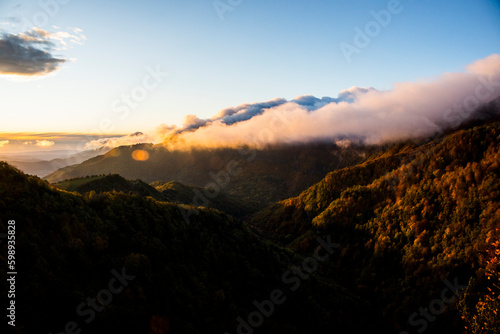 Autumn sunrise in Puigsacalm peak  La Garrotxa  Spain