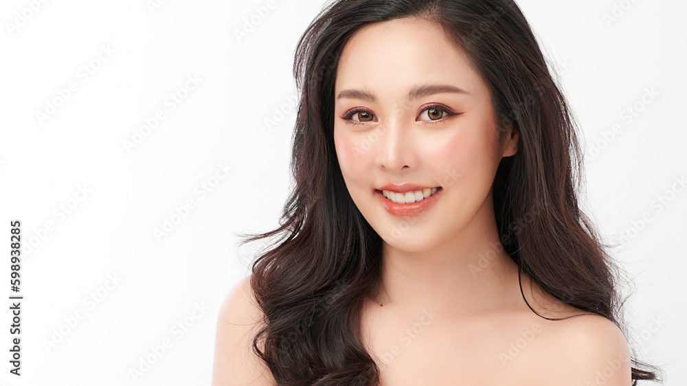Beautiful young asian woman with clean fresh skin on white background, Face care, Facial treatment, Cosmetology, beauty and spa, Asian women portrait. Beautiful young asian woman with clean fresh skin on white background, Face care, Facial treatment, Cosmetology, beauty and spa, Asian women portrait.