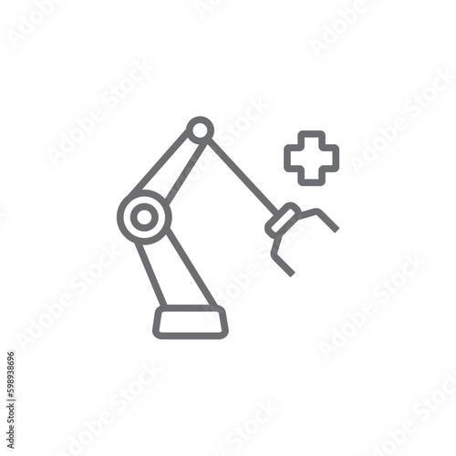 Surgery Bot Digital Healthcare icon with black outline style. technology, robot, surgery, artificial, intelligence, future, science. Vector illustration