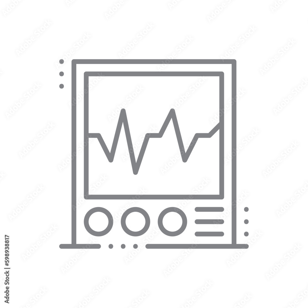 Cardiogram Digital Healthcare icon with black outline style. care, cardiology, hospital, heart, diagnosis, electrocardiogram, heartbeat. Vector illustration