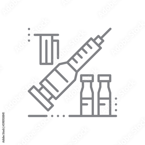 Insulin Pen Digital Healthcare icon with black outline style. injection, syringe, needle, medical, diabetic, disease, diabet. Vector illustration