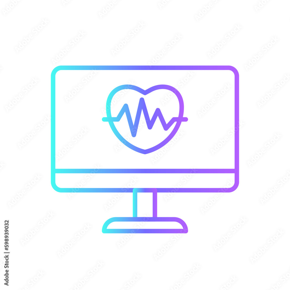 Computer Health Tracking Digital Healthcare icon with black outline style. digital, technology, device, monitoring, data, application, consultation. Vector illustration Computer Health Tracking Digital Healthcare icon with black outline style. digital, technology, device, monitoring, data, application, consultation. Vector illustration