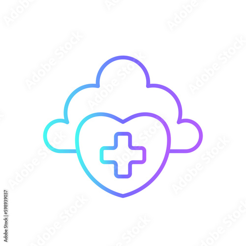 Cloud Health Tracking Digital Healthcare icon with black outline style. device, data, track, app, heartbeat, information, application. Vector illustration