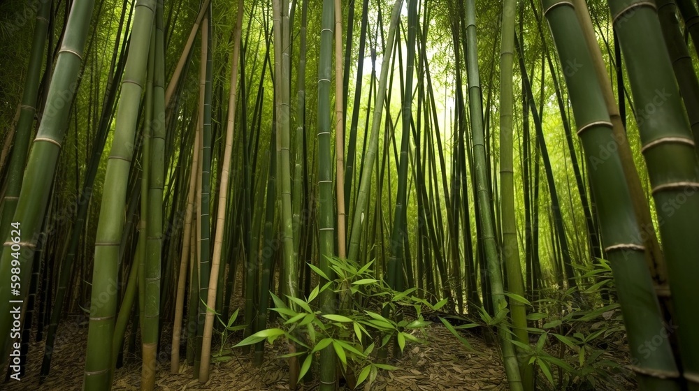 Fototapeta premium green bamboo forest generative ai