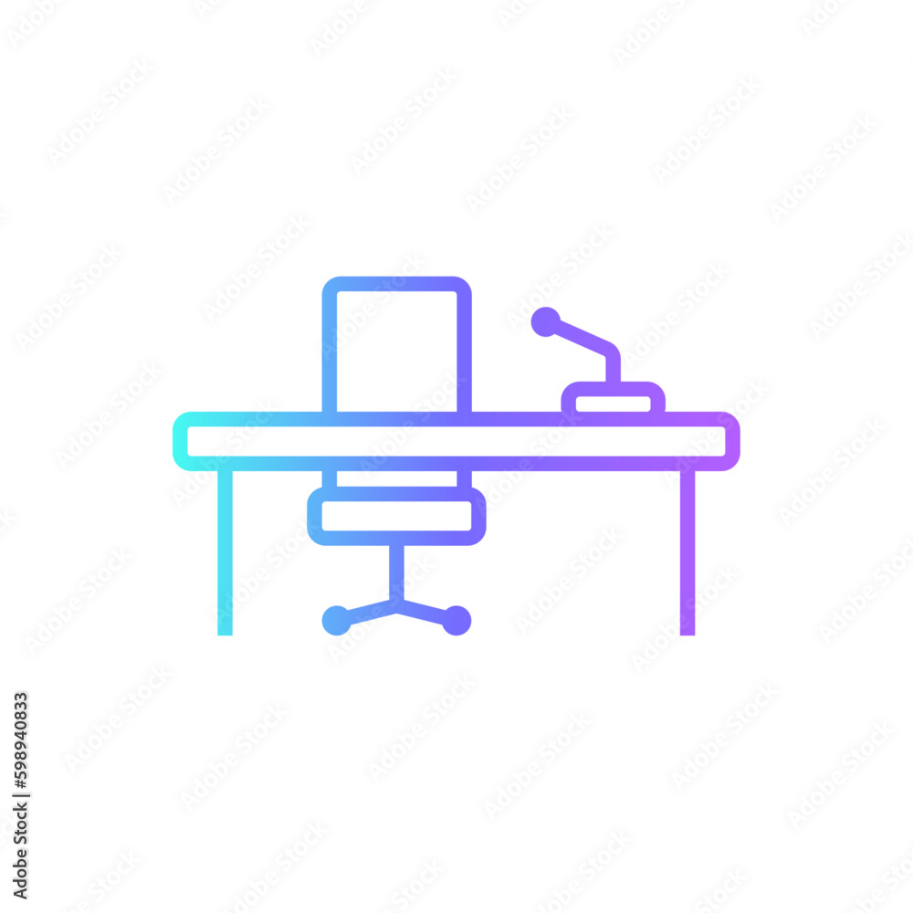Desk Meeting icon with blue duotone style. office, work, workplace, table, chair, sitting, room. Vector illustration Desk Meeting icon with blue duotone style. office, work, workplace, table, chair, sitting, room. Vector illustration