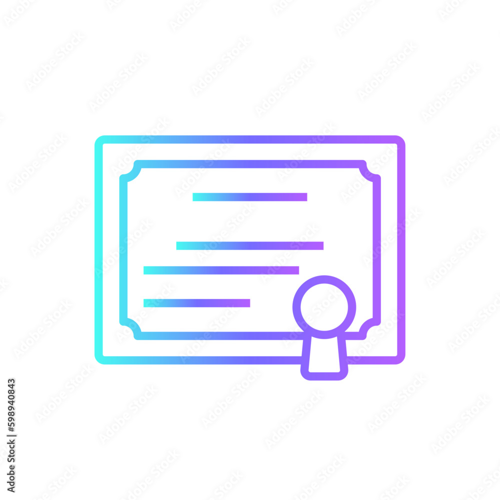 Certificate Meeting icon with blue duotone style. achievement, document, award, ribbon, stamp, paper, champion. Vector illustration Certificate Meeting icon with blue duotone style. achievement, document, award, ribbon, stamp, paper, champion. Vector illustration