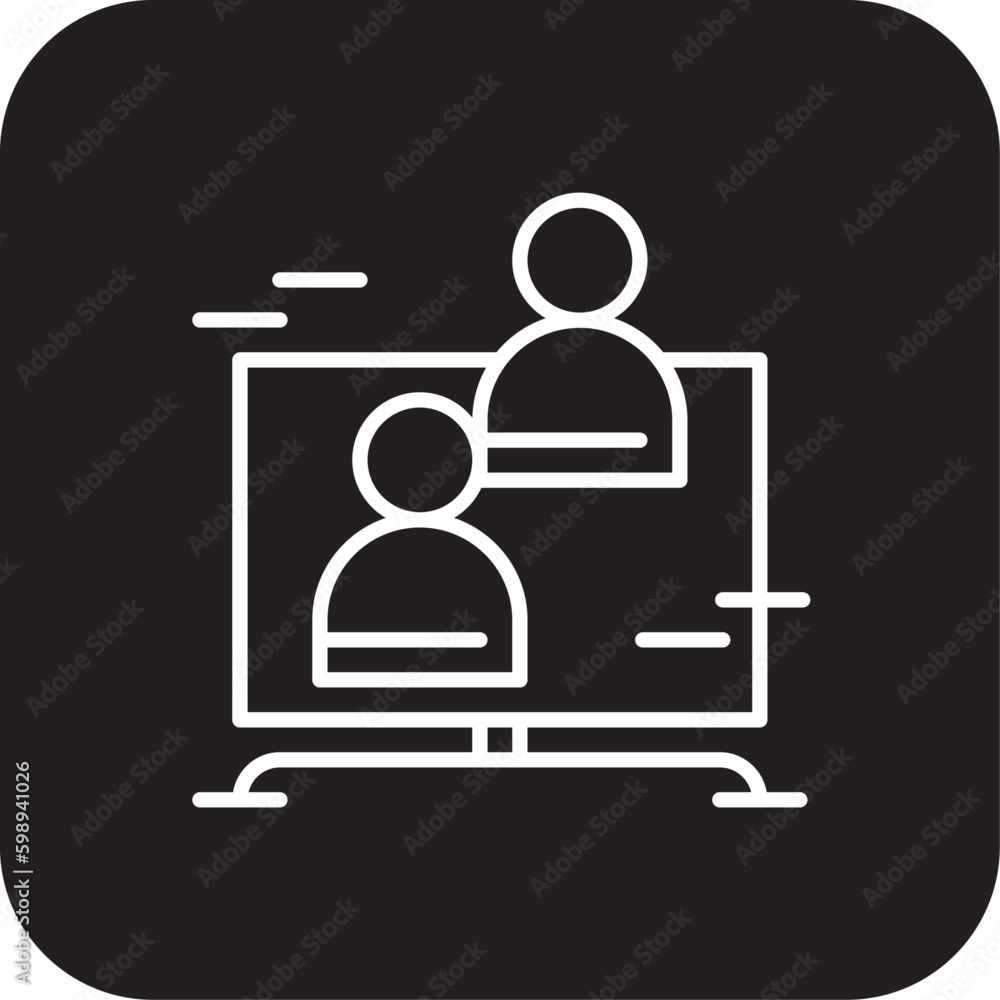 Online Meeting icon with black filled line style. computer, video, communication, webinar, conference, internet, media. Vector illustration Online Meeting icon with black filled line style. computer, video, communication, webinar, conference, internet, media. Vector illustration