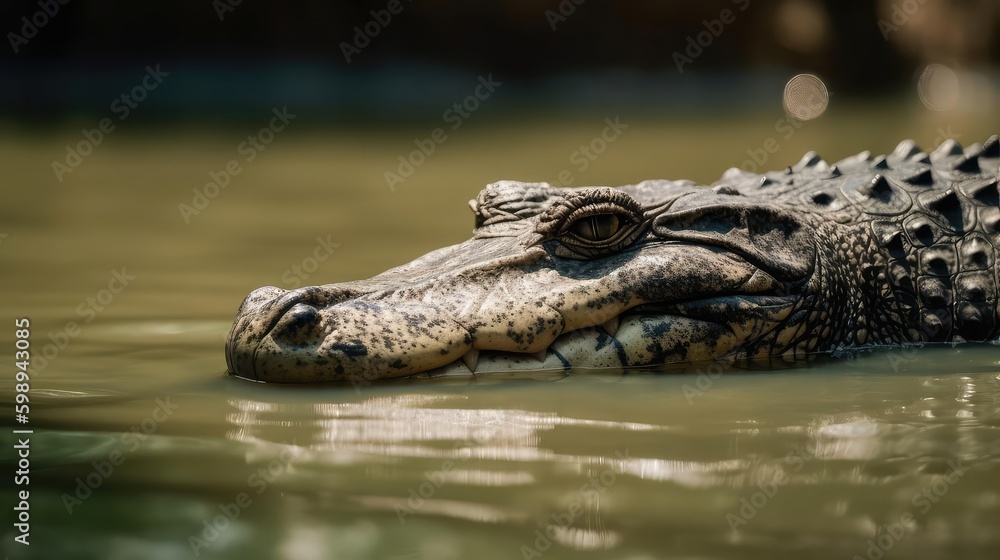 Closeup of a crocodile and alligator in water Closeup of a crocodile and alligator in water