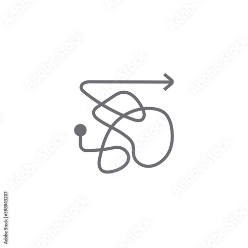 Chaos Crisis management icon with black outline style. abstract, chaotic, messy, scribble, confusion, confused, mind. Vector illustration