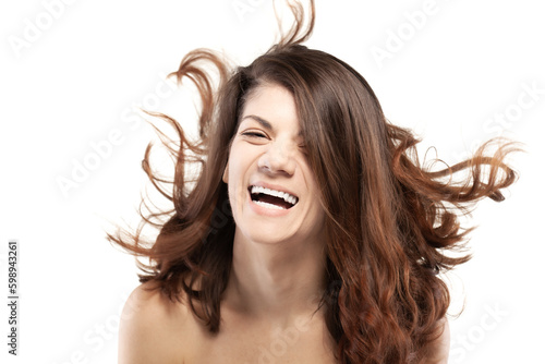 portrait of a beautiful girl with waving hair