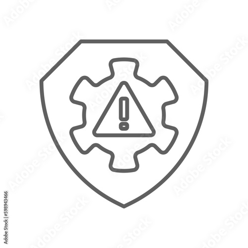 Mitigation Crisis management icon with black outline style. project, risk, plan, security, warning, facility, response. Vector illustration