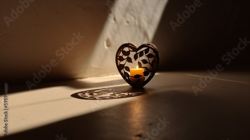  Love Illuminated: A Heart-Shaped Shadow Cast by a Candle on a Wall