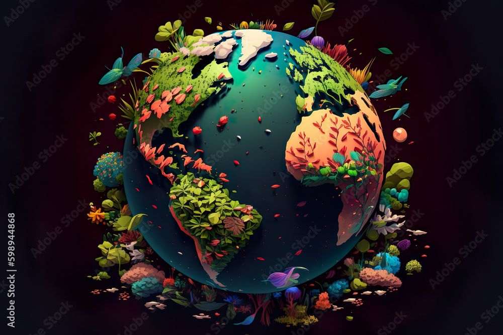Colorful Globe Illustration - Generative AI