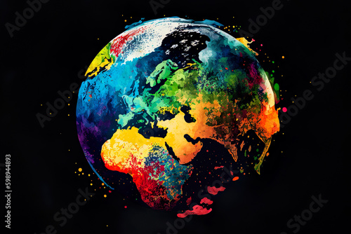 Colorful Globe Illustration - Generative AI © Emily