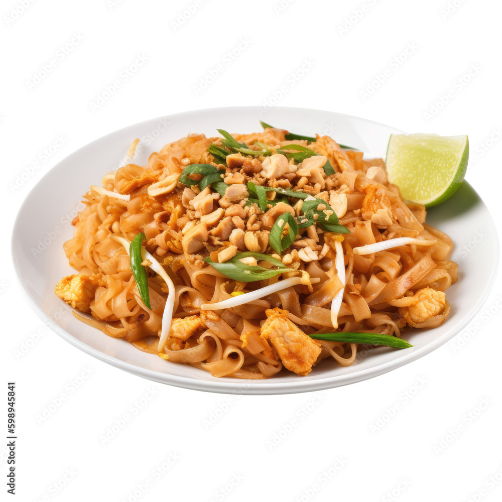 pad thai isolated on a transparent background, generative ai pad thai isolated on a transparent background, generative ai
