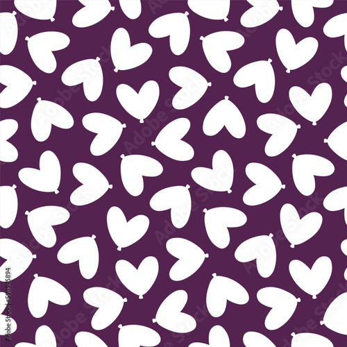 Purple seamless pattern with heart shaped balloon
