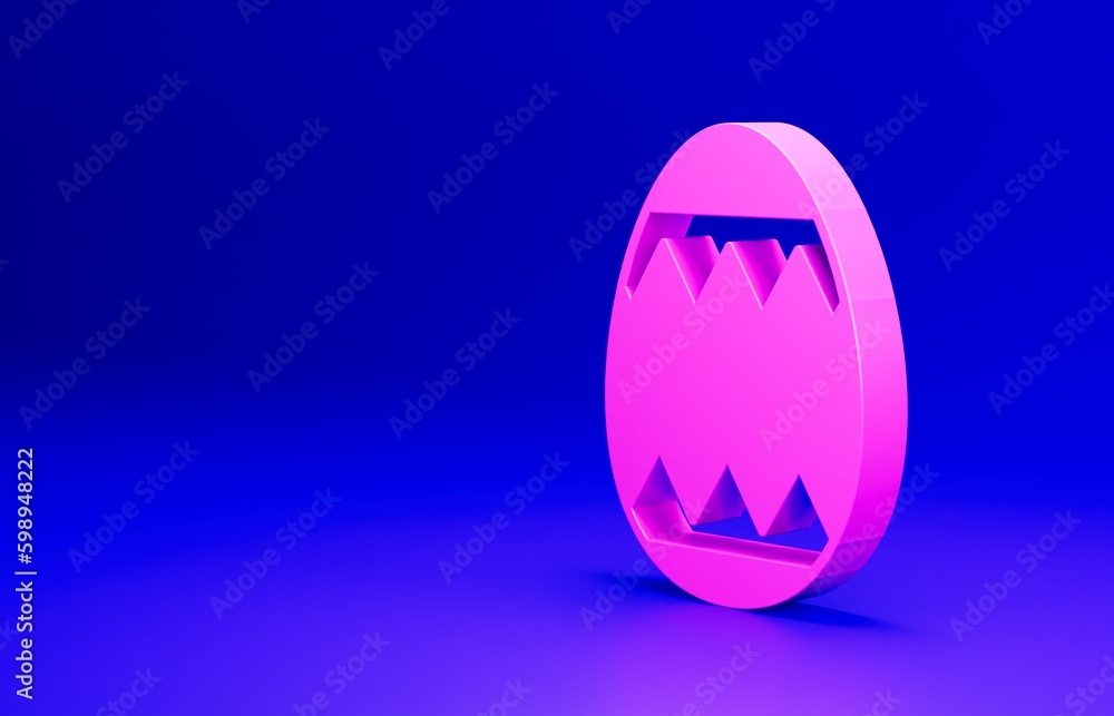 Pink Easter egg icon isolated on blue background. Happy Easter. Minimalism concept. 3D render illustration Pink Easter egg icon isolated on blue background. Happy Easter. Minimalism concept. 3D render illustration