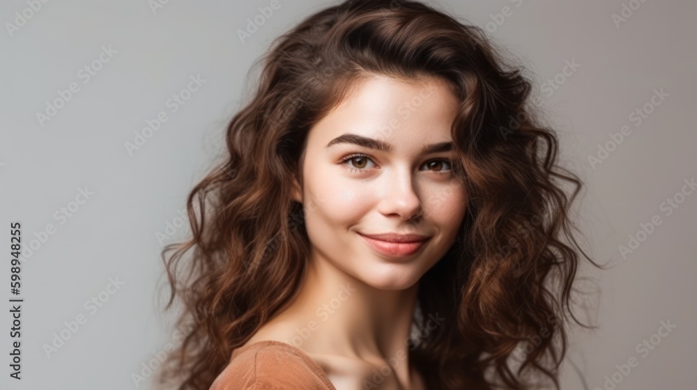 Portrait photo of young smile confident woman. Generative AI