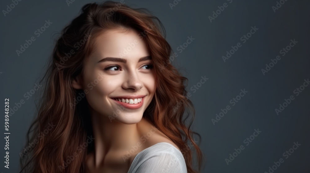 Portrait photo of young smile confident woman. Generative AI Portrait photo of young smile confident woman. Generative AI