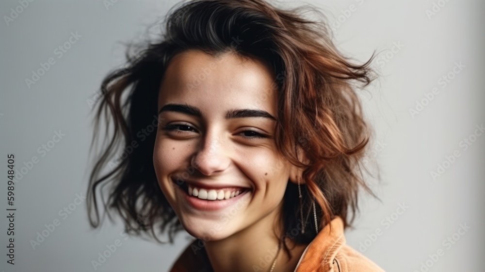 Portrait photo of young smile confident woman. Generative AI Portrait photo of young smile confident woman. Generative AI