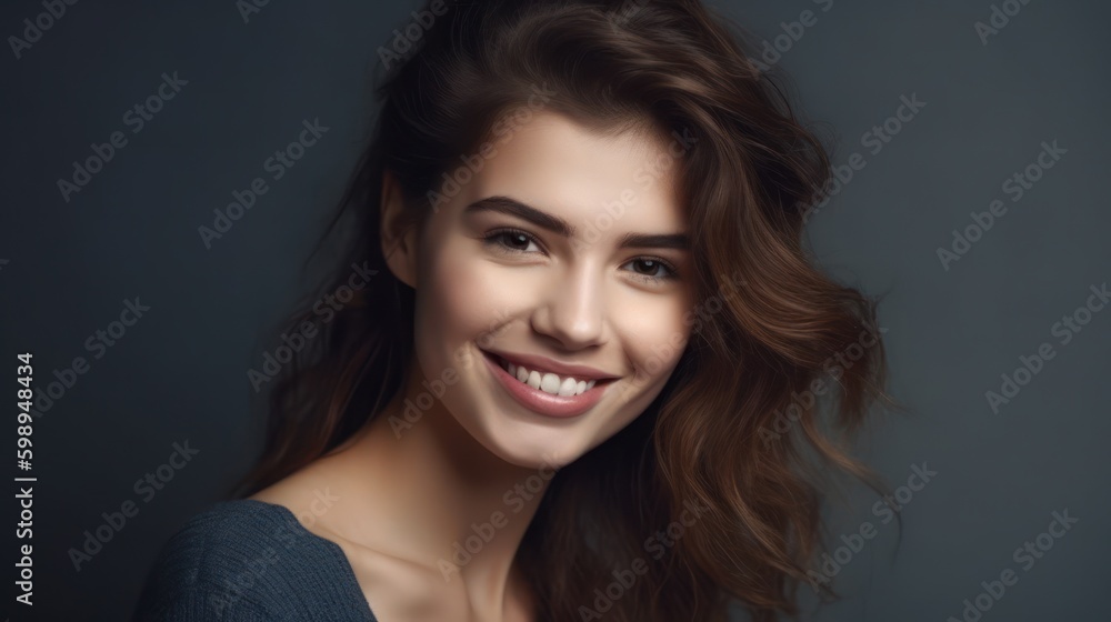 Portrait photo of young smile confident woman. Generative AI Portrait photo of young smile confident woman. Generative AI