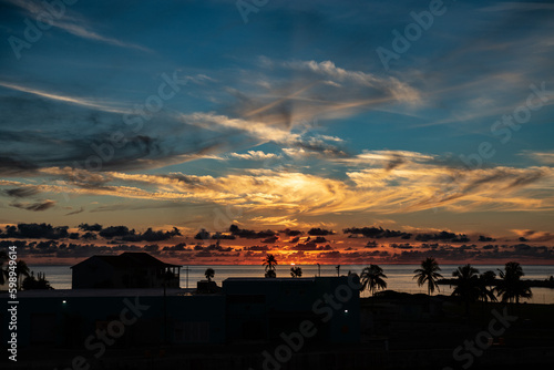 sunset over the beach