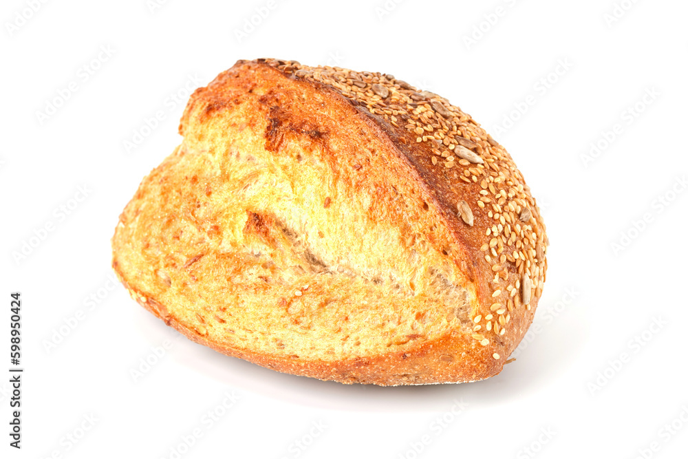 Loaf of bread isolated on white background. Whole bread.Crispy bread roll isolated against white background Loaf of bread isolated on white background. Whole bread.Crispy bread roll isolated against white background