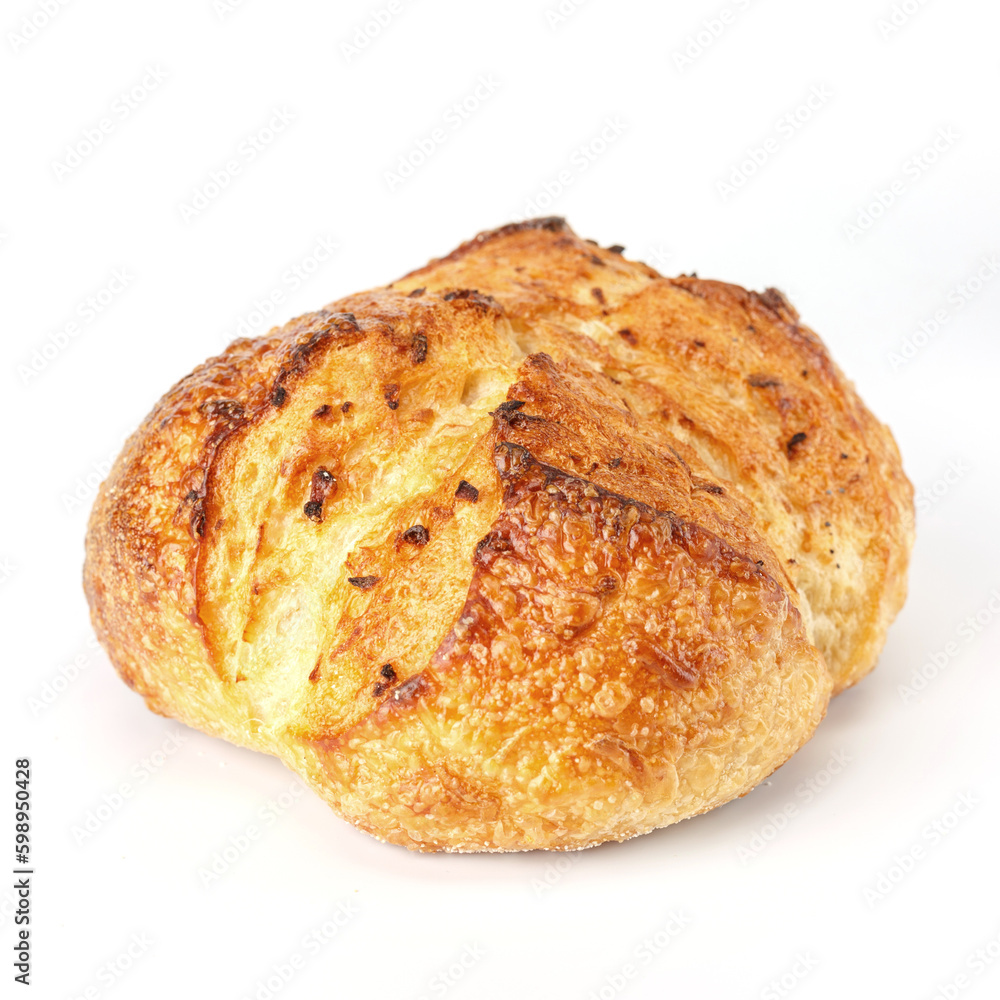 Loaf of bread isolated on white background. Whole bread.Crispy bread roll isolated against white background
