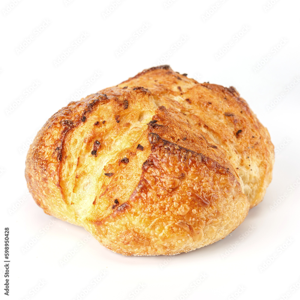 Loaf of bread isolated on white background. Whole bread.Crispy bread roll isolated against white background Loaf of bread isolated on white background. Whole bread.Crispy bread roll isolated against white background