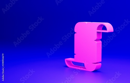Pink Ancient papyrus scroll icon isolated on blue background. Parchment paper. Ancient Egypt symbol. Minimalism concept. 3D render illustration Free Download Pink Ancient papyrus scroll icon isolated on blue background. Parchment paper. Ancient Egypt symbol. Minimalism concept. 3D render illustration - GFXLoad