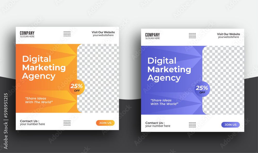 Fototapeta premium Professional Digital Marketing Agency social media post banner template set,Corporate social media banner