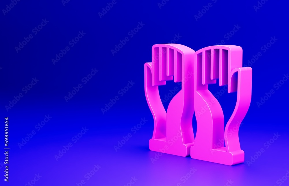 Pink Firefighter gloves icon isolated on blue background. Protect gloves icon. Minimalism concept. 3D render illustration Pink Firefighter gloves icon isolated on blue background. Protect gloves icon. Minimalism concept. 3D render illustration