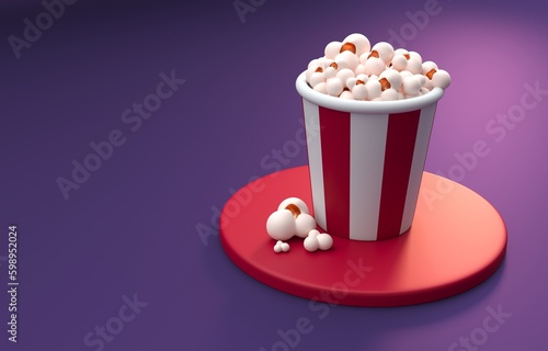 Isolated 3D Popcorn. 3D Illustration