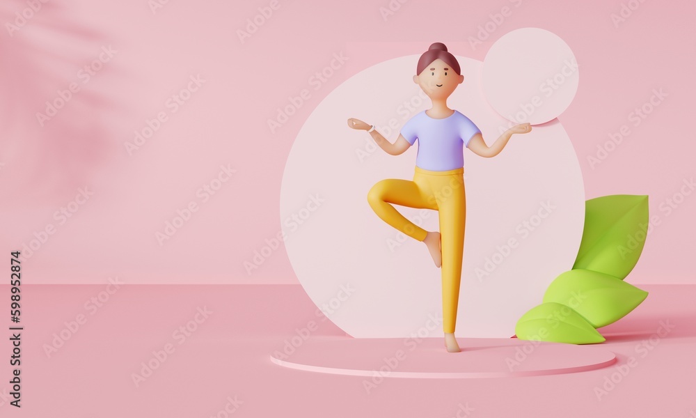 Isolated Practicing Yoga. 3D Illustration Isolated Practicing Yoga. 3D Illustration