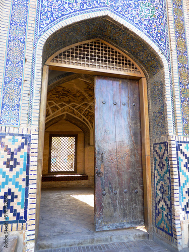 Facade and doors of an architectural monument in Bukhara