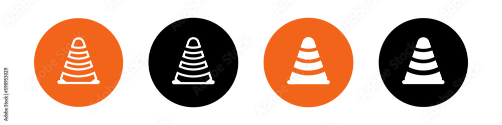 Black and orange cone road. Road illustration. Traffic simple icon. Border vector illustration. Black and orange cone road. Road illustration. Traffic simple icon. Border vector illustration.