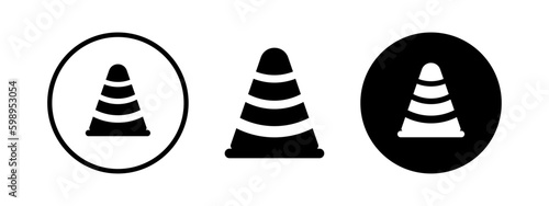 Black cone road. Road illustration. Traffic simple icon. Border vector illustration.