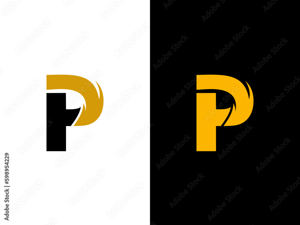 Initial Letter P Electric Logo. letter P overlap with the thunderbolt icon isolated on white background, Flat style Logo Design Template. creative letter P Electric logo vector illustration - obrazy, fototapety, plakaty 