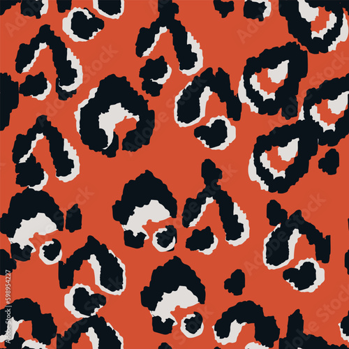 Gepard Handmade Vector Seamless Pattern. Acrylic