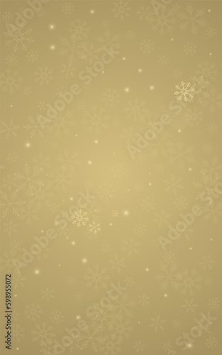 Gold Snow Vector Golden Background. Xmas Snowfall