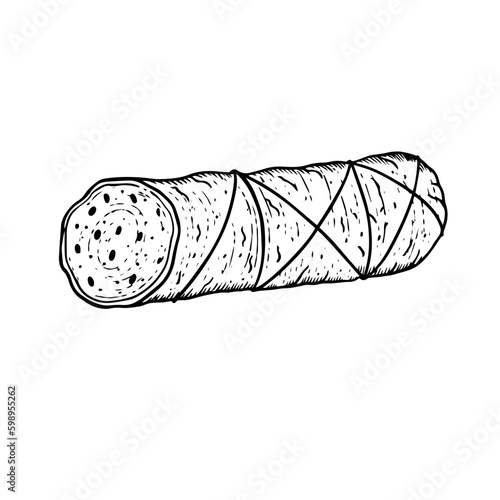 Sausage pepperoni black sign sketch art Generative AI
