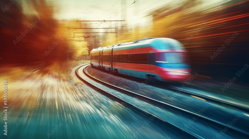 Train in Action: Blurred Motion of a Speeding Locomotive. Ai generative Train in Action: Blurred Motion of a Speeding Locomotive. Ai generative