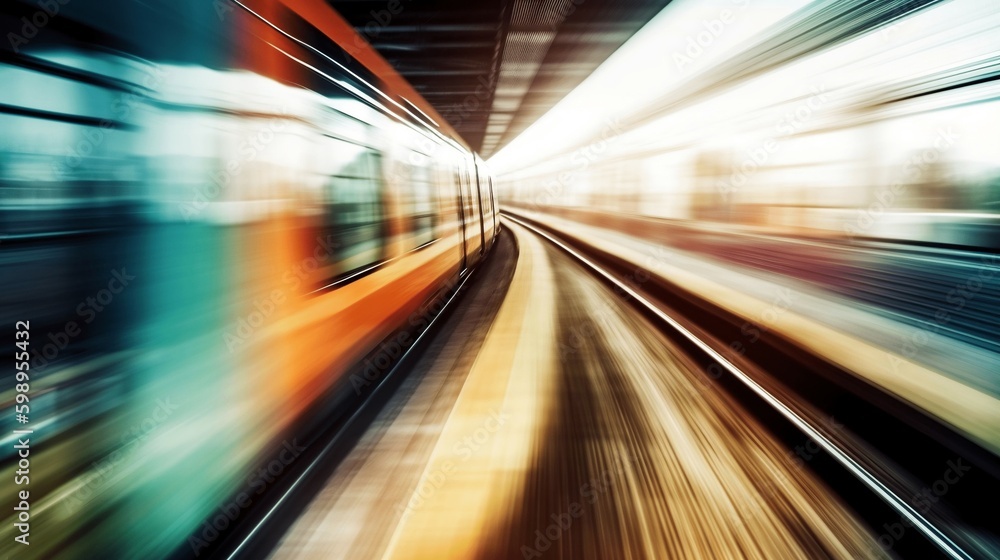 Railway Rush: High-Speed Train Blur. Ai generative Railway Rush: High-Speed Train Blur. Ai generative