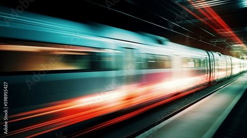 Railway Velocity: High-Speed Train in Action. Ai generative