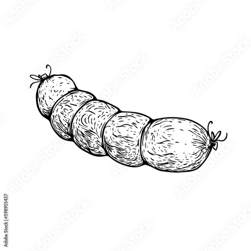 Sausage black sketch art vector illustration. Generative AI