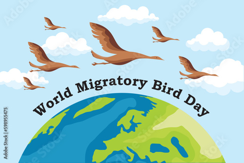 World Migratory Bird Day vector illustration
