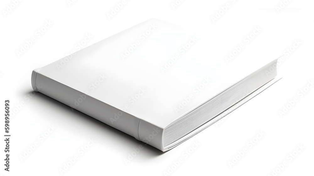 White hard cover book isolated on white studio shot. Generative AI technology. White hard cover book isolated on white studio shot. Generative AI technology.