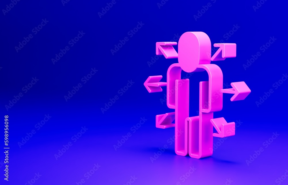 Pink Multitasking manager working icon isolated on blue background. Minimalism concept. 3D render illustration Pink Multitasking manager working icon isolated on blue background. Minimalism concept. 3D render illustration