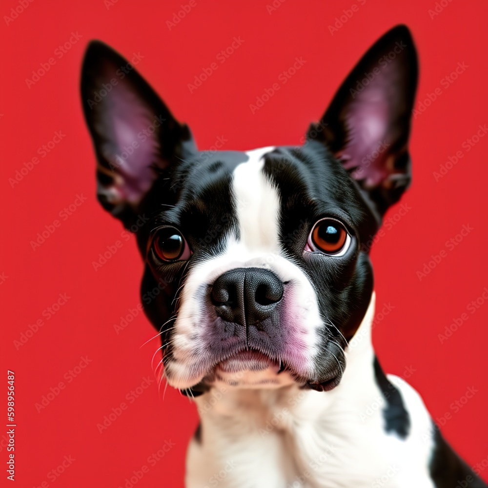 Boston Terrier dog portrait. Generative A.I